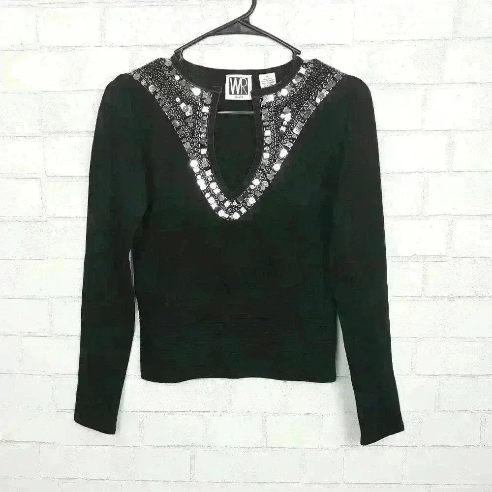 Vintage WR Studio Embellished Sequin Evening Sweater D43